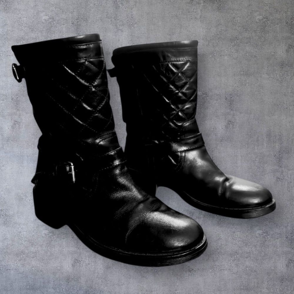 Aquatalia Black Quilted Leather Boots